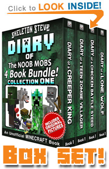 Read the Noob Mobs Box Set Sample Pack (All First Books of FOUR SERIES) on Amazon NOW! Free Minecraft Book on Kindle Unlimited!